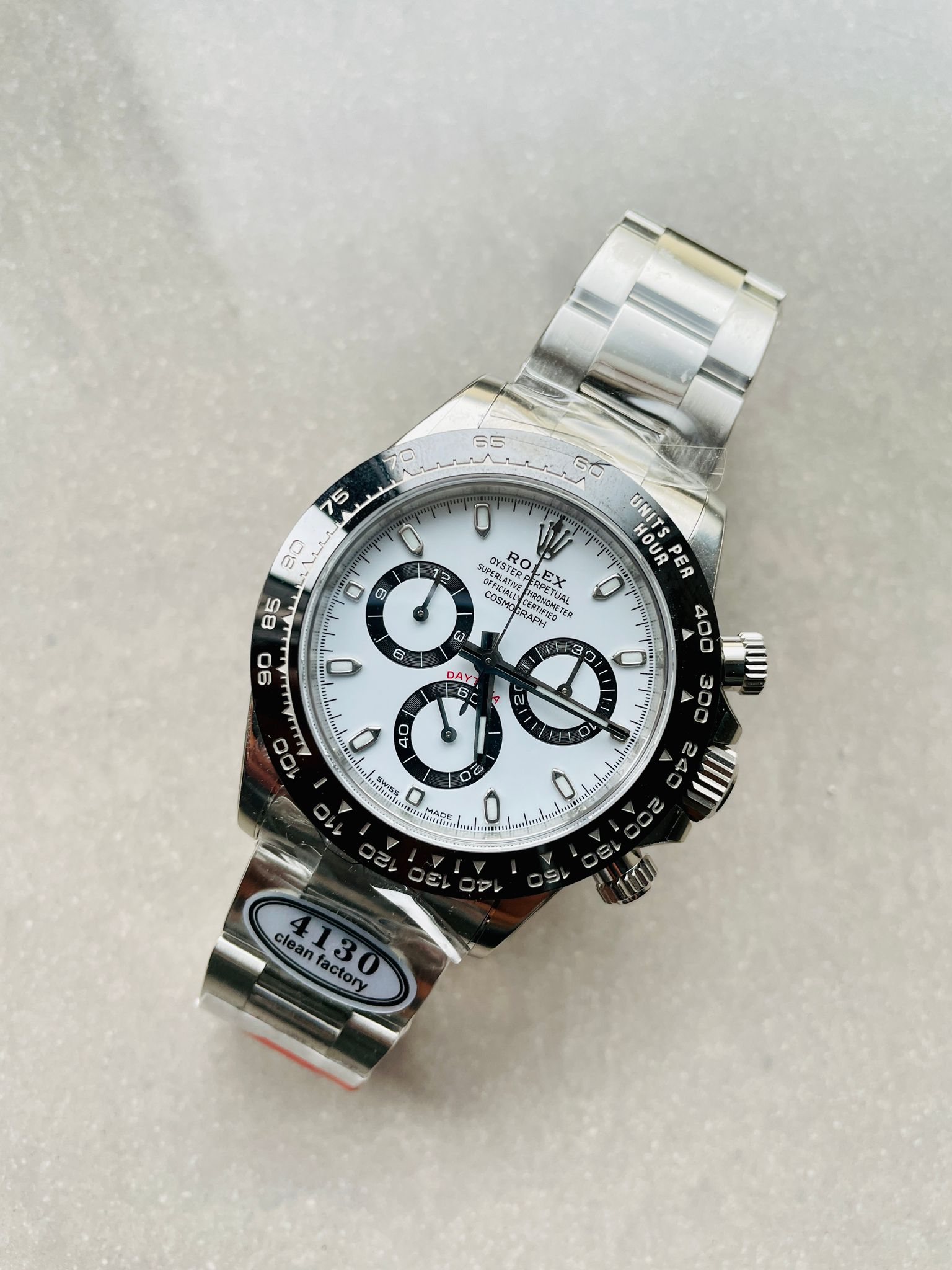 Daytona 116500 PANDA Best Edition CF 904L SS Case and Bracelet White Dial